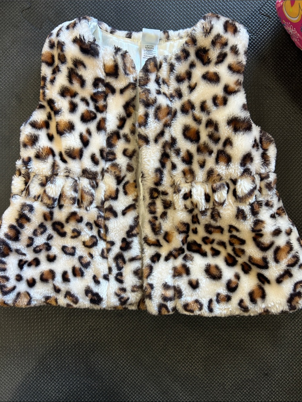 Little Me Leopard Faux-Fur Vest in Cream, Brown and Black